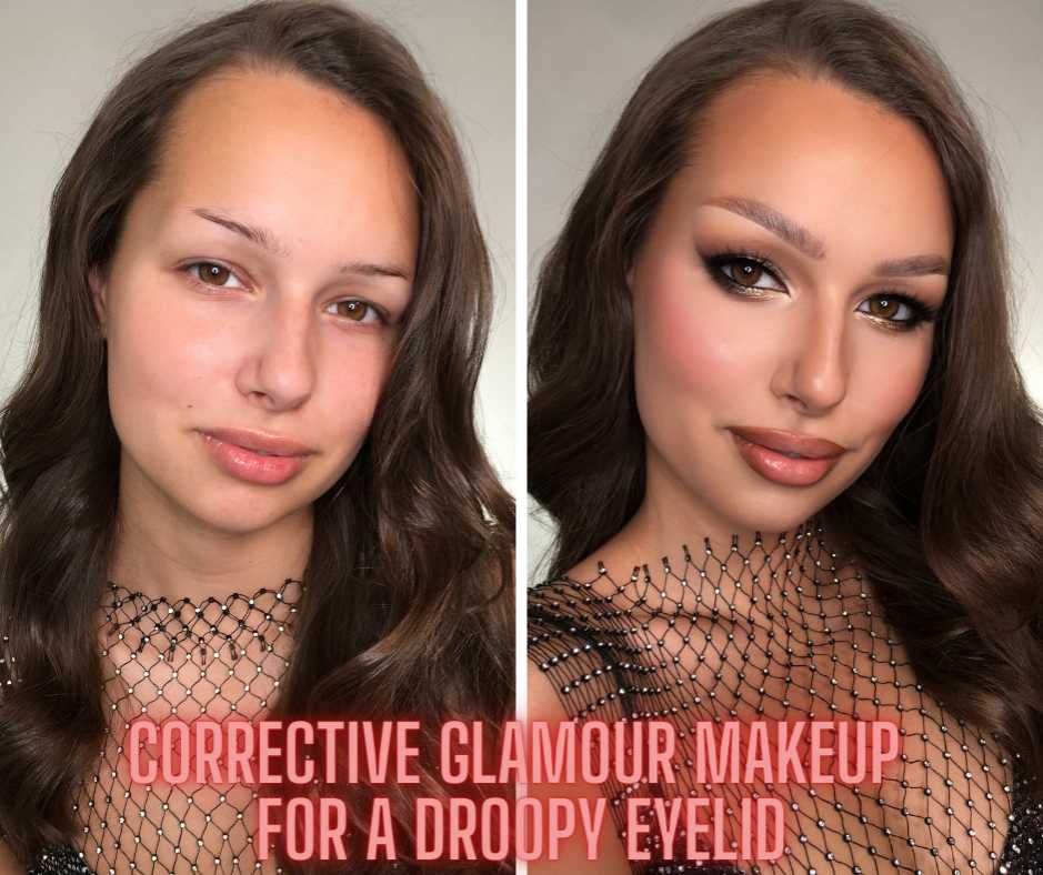 Corrective Glamour Makeup for a Droopy Eyelid