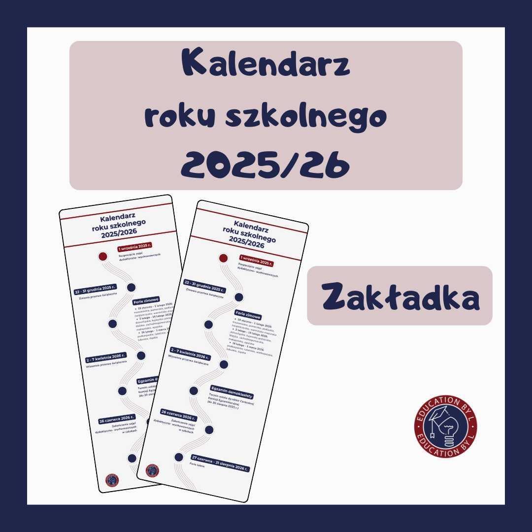 Zakładka - kalendarz roku szkolnego 2025/26