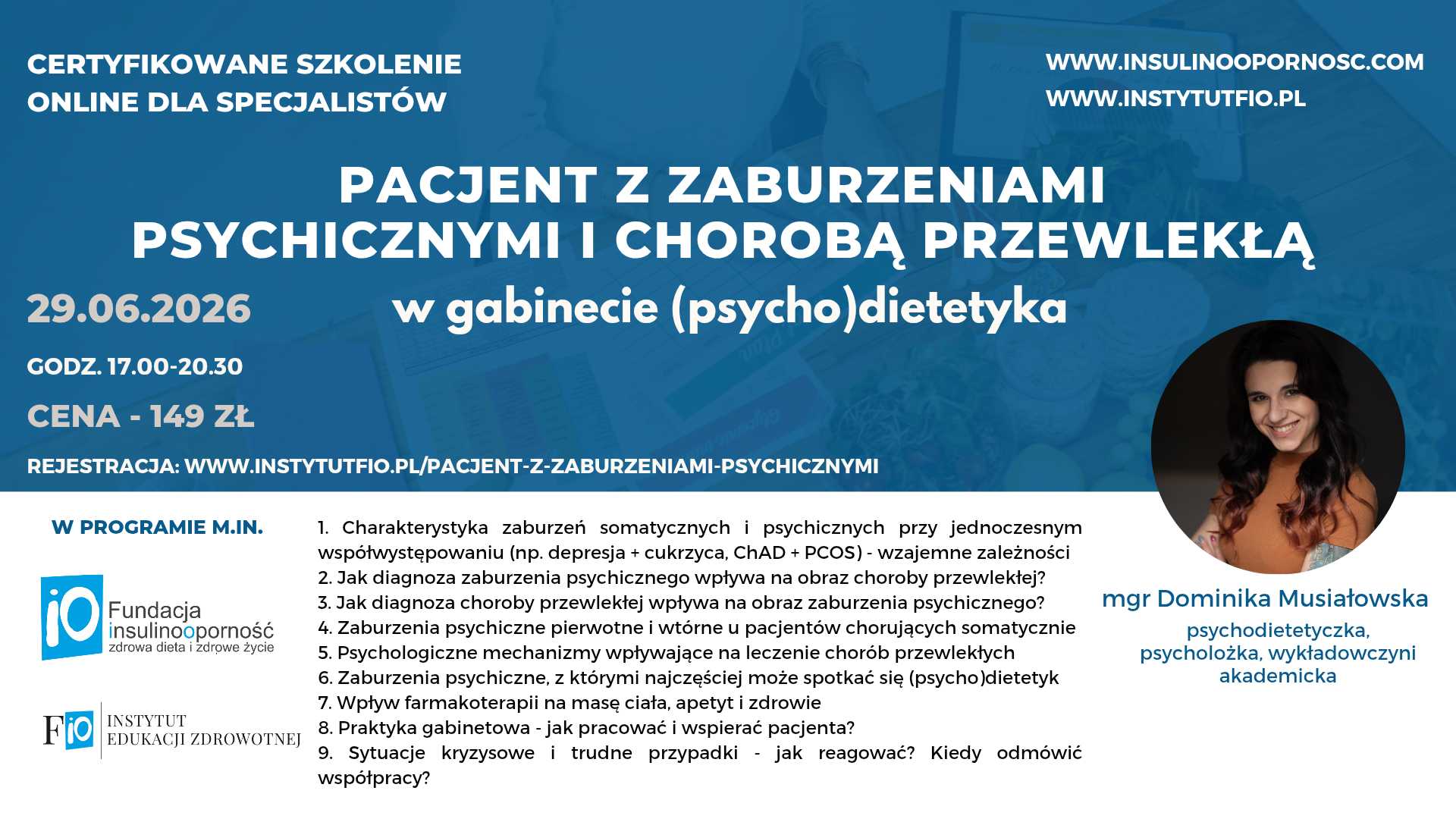 Pacjent z zaburzeniami psychicznymi i chorobą przewlekłą w gabinecie (psycho)dietetyka 29.06.2026