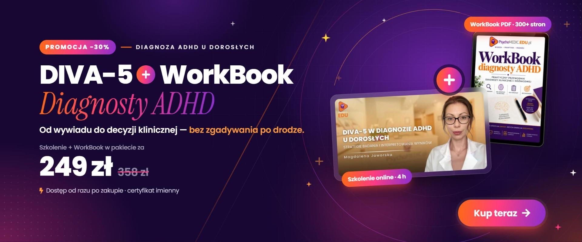 Pakiet DIVA-5 + WorkBook Diagnosty ADHD – szkolenie i narzędzie za 249 zł zamiast 358 zł