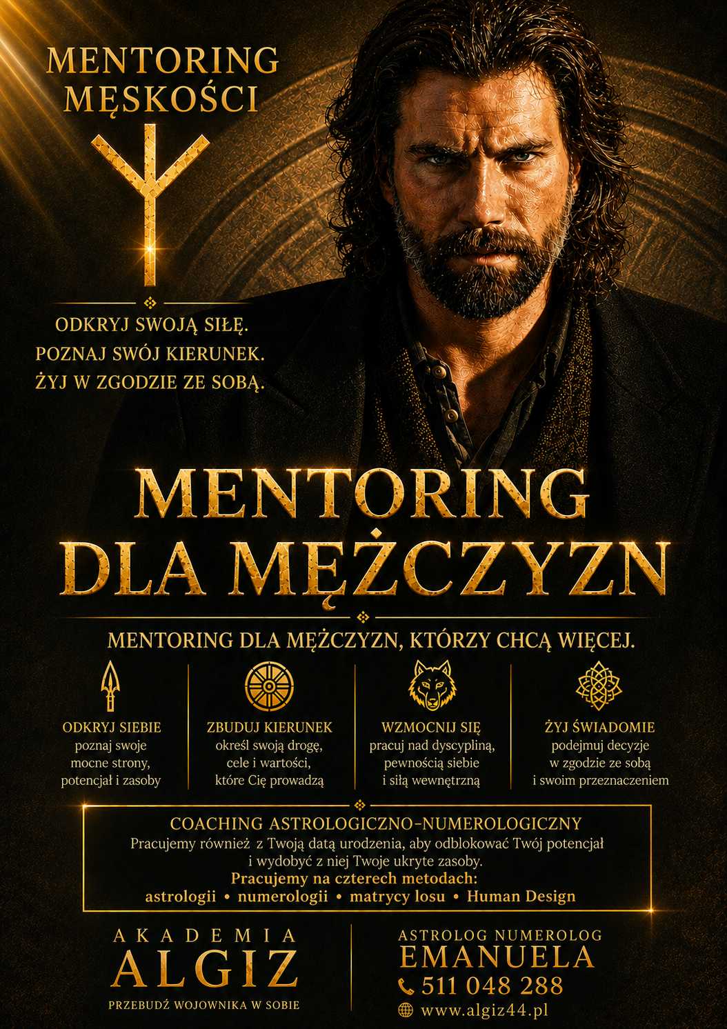 MENTORING MĘSKOŚCI - MENTORING DLA MĘŻCZYZN 3 miesięczny program oparty na Astrologii Numerologii Matrycy Losu i Human Design
