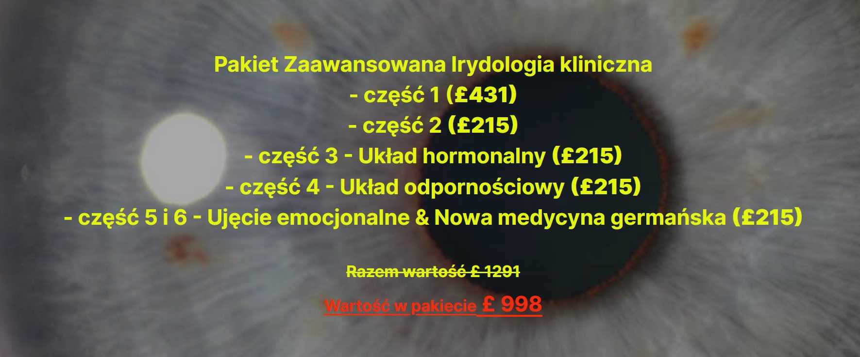 Zaawansowana Irydologia Kliniczna - PAKIET I-VI część