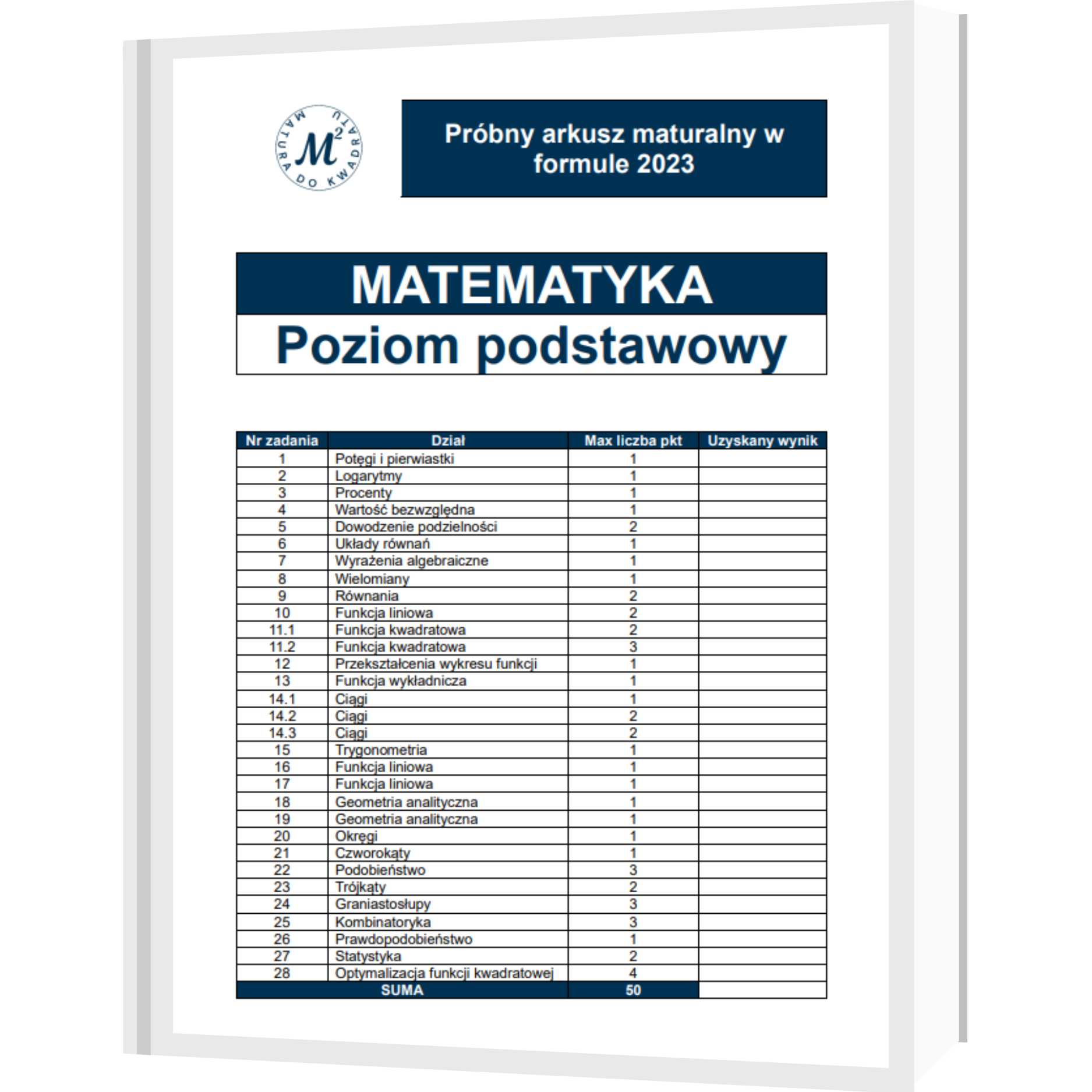 Zestaw 7 arkuszy maturalnych - poziom podstawowy