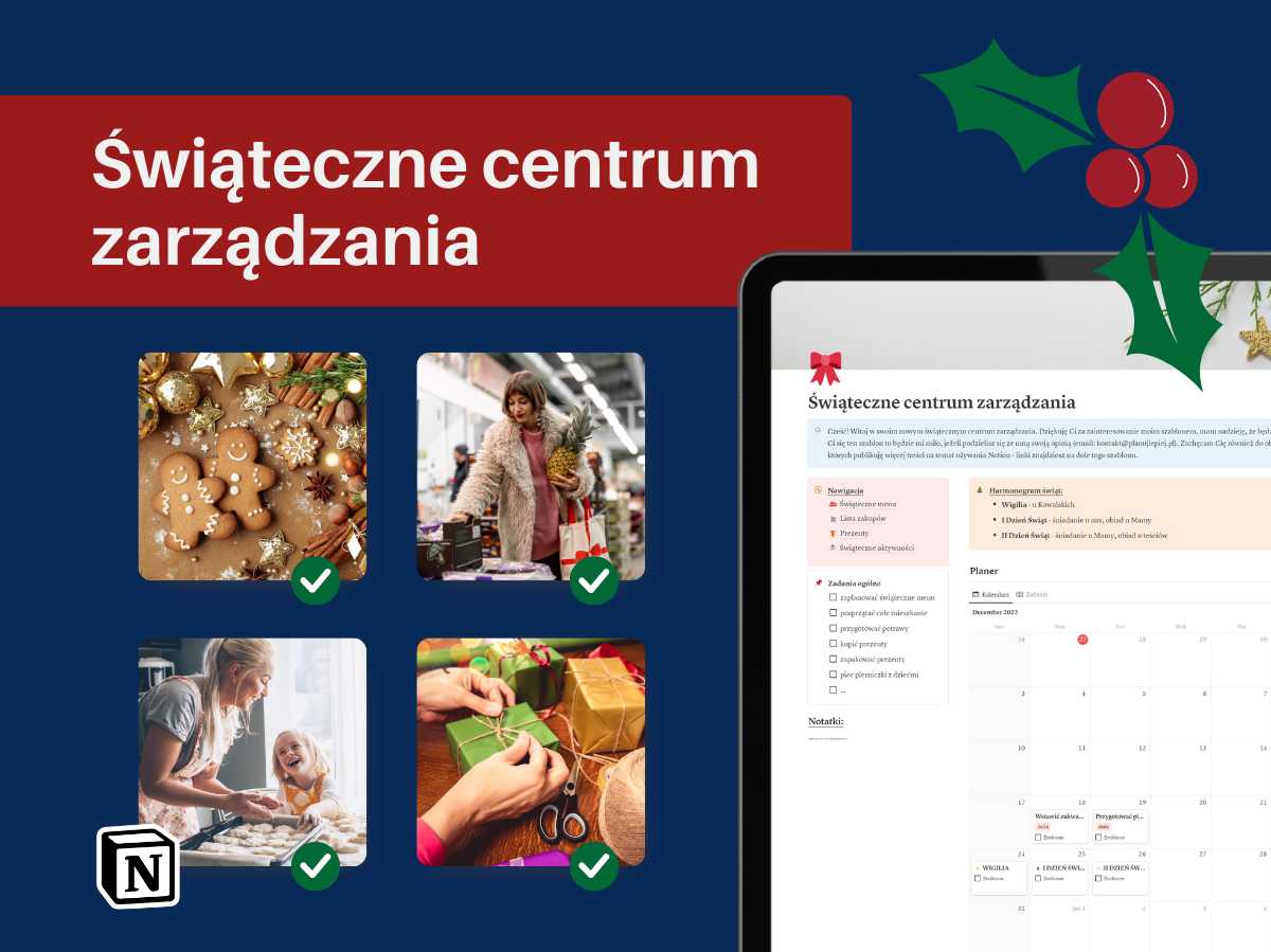 Świąteczne centrum zarządzania - planer świąt w Notion