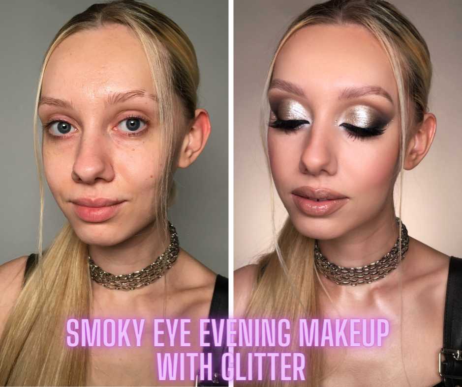 Smoky eye Evening Makeup with Glitter